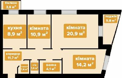3-комнатная 85.2 м² в ЖК на ул. Целевича, 4А от застройщика, Ивано-Франковск