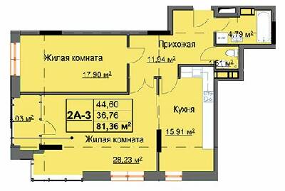 2-комнатная 81.36 м² в ЖК Кристалл от 25 500 грн/м², Харьков