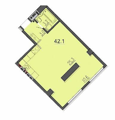 1-комнатная 42.1 м² в ЖК Воронцовский от 22 950 грн/м², Днепр