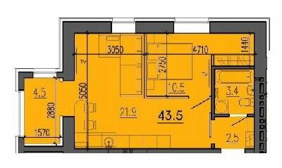 1-кімнатна 43.5 м² в ЖК Воронцовський від 22 950 грн/м², Дніпро