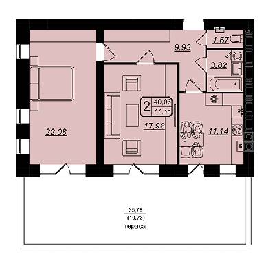 2-комнатная 77.35 м² в ЖК Golden House от 25 000 грн/м², Винница