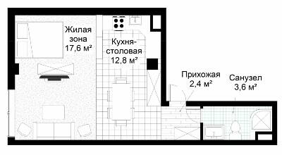 1-комнатная 36.4 м² в ЖК Парковый квартал от 17 800 грн/м², Харьков