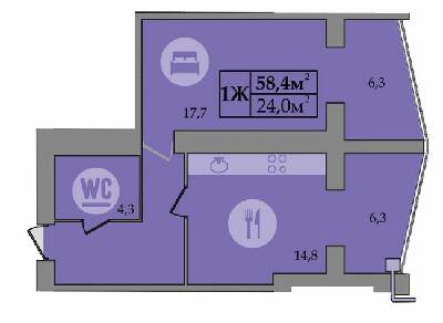 1-комнатная 58.4 м² в ЖК SokolovSky от застройщика, Днепр
