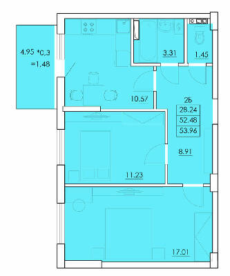 2-комнатная 53.96 м² в ЖК Ventum от 17 900 грн/м², с. Крыжановка