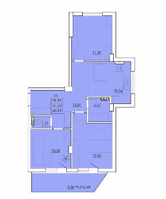 3-комнатная 63.99 м² в ЖК Ventum от 18 050 грн/м², с. Крыжановка