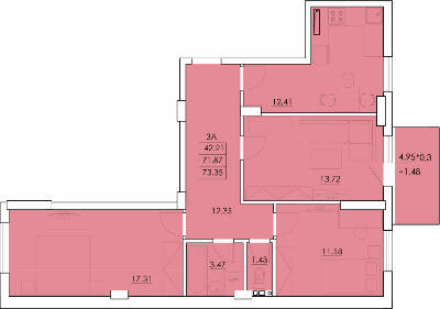 3-комнатная 73.35 м² в ЖК Ventum от 20 850 грн/м², с. Крыжановка
