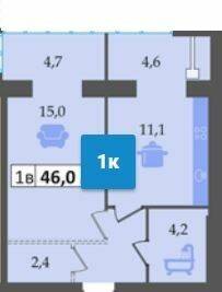 1-кімнатна 46 м² в ЖК Дніпровська Брама від 14 500 грн/м², смт Слобожанське