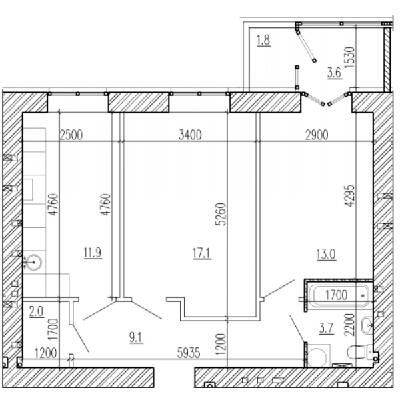 2-комнатная 62.3 м² в ЖК Алые Паруса от 14 700 грн/м², Днепр