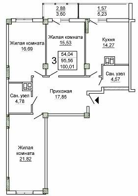 3-кімнатна 100.01 м² в ЖК Слобожанський квартал-2 від 11 550 грн/м², Харків