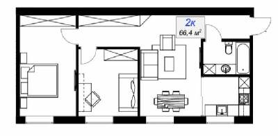 2-кімнатна 66.4 м² в ЖК Слобожанський від 15 400 грн/м², смт Слобожанське