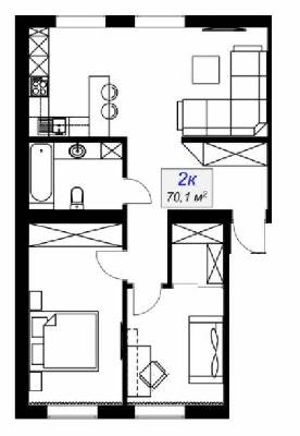 2-кімнатна 70.1 м² в ЖК Слобожанський від 15 400 грн/м², смт Слобожанське