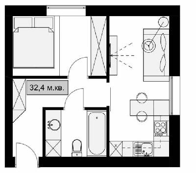 1-комнатная 32.4 м² в КД Dream House от застройщика, Днепр