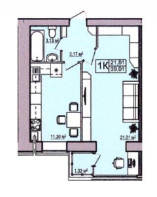 1-комнатная 39.01 м² в ЖК Правильный выбор от 15 500 грн/м², Днепр