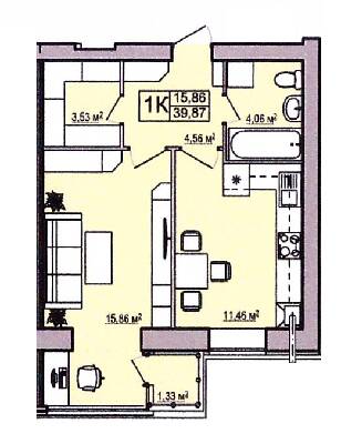 1-кімнатна 39.87 м² в ЖК Правильний вибір від 15 500 грн/м², Дніпро