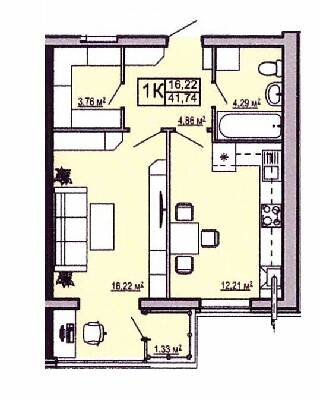 1-комнатная 41.74 м² в ЖК Правильный выбор от 15 500 грн/м², Днепр