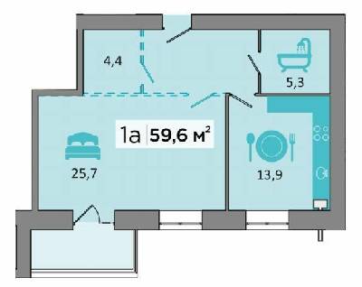 1-кімнатна 59.6 м² в ЖК Dubinina від 19 500 грн/м², Дніпро
