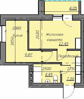1-кімнатна 34.24 м² в КБ Дружний від 14 850 грн/м², Дніпро