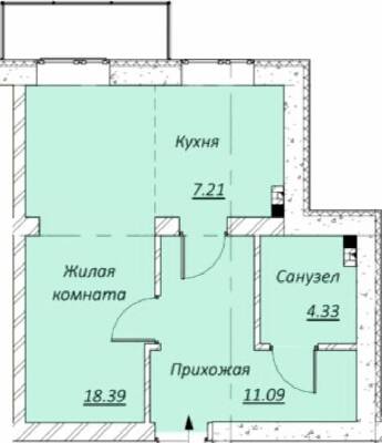 1-кімнатна 30.84 м² в КБ Зразковий від 17 000 грн/м², Дніпро