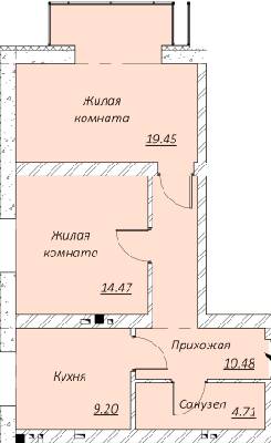 2-кімнатна 54.3 м² в КБ Зразковий від 16 250 грн/м², Дніпро