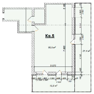 1-комнатная 66.5 м² в КД На Лабораторной от застройщика, Днепр