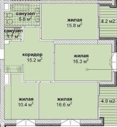 3-комнатная 86.4 м² в Резиденция Парк-Хаус от 41 700 грн/м², Харьков