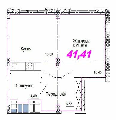 1-кімнатна 41.41 м² в ЖК Favorit від 31 600 грн/м², Дніпро