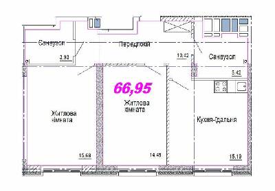 2-кімнатна 66.95 м² в ЖК Favorit від 31 600 грн/м², Дніпро