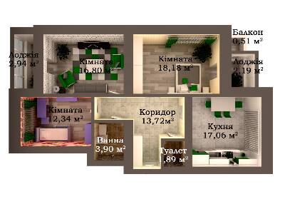 3-комнатная 89.53 м² в ЖК Caramel Residence от 18 000 грн/м², Луцк