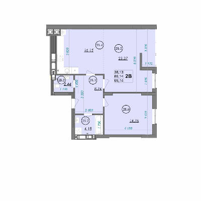2-комнатная 69.14 м² в ЖК Panorama от 17 000 грн/м², Луцк