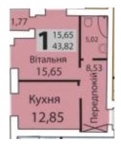 1-кімнатна 43.82 м² в ЖК Зелений масив від 14 000 грн/м², Луцьк