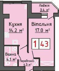 1-комнатная 43 м² в ЖК Васильковый дом от 15 000 грн/м², с. Липины