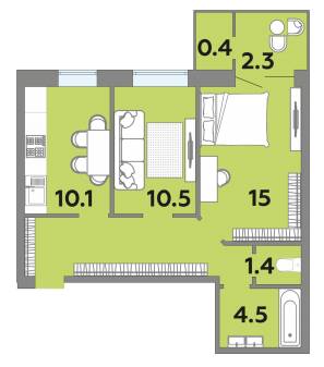2-комнатная 53.9 м² в ЖК Яровица от 18 850 грн/м², Луцк