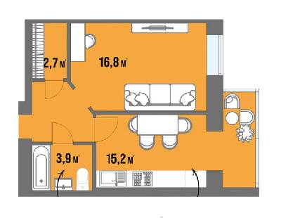 1-кімнатна 41.7 м² в ЖК Dream Town від 15 950 грн/м², Луцьк