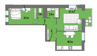 2-кімнатна 68.5 м² в ЖК Dream Town від 14 250 грн/м², Луцьк