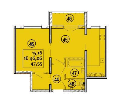 1-кімнатна 47.55 м² в ЖК Варшавський від 14 200 грн/м², м. Ковель