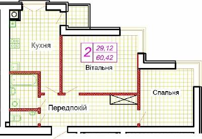 2-кімнатна 60.42 м² в ЖК Сімейна фортеця. Щастя від забудовника, с. Струмівка