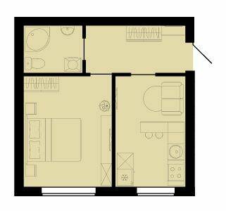 1-комнатная 34.57 м² в ЖК Західний Олімп от 15 200 грн/м², с. Тарасово