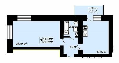 1-кімнатна 43.13 м² в ЖК Сафрон від 14 300 грн/м², Луцьк