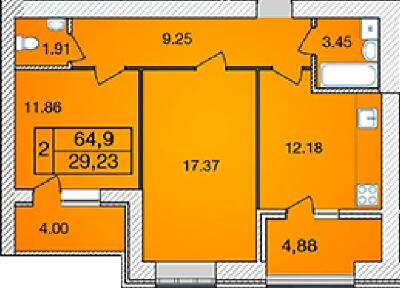 2-кімнатна 64.9 м² в ЖК Avila від 16 000 грн/м², Житомир