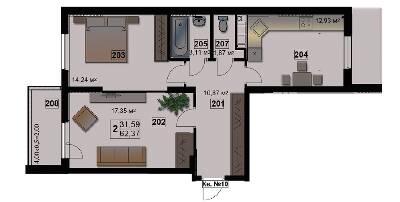 2-комнатная 62.37 м² в ЖК Абрикос от 14 500 грн/м², Житомир