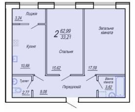 2-кімнатна 62.99 м² в ЖК Вільський від 18 500 грн/м², Житомир