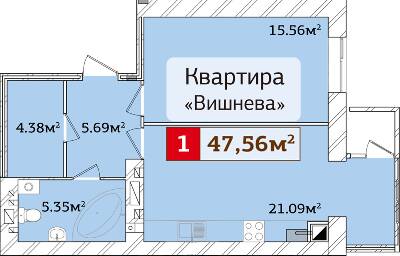 1-кімнатна 47.56 м² в ЖК Полісся 2 від 13 000 грн/м², Житомир