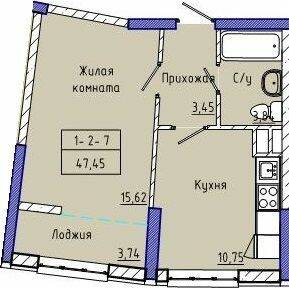 1-комнатная 47.45 м² в ЖК Сорок восьмая жемчужина от 25 500 грн/м², Одесса