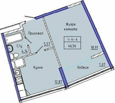 1-кімнатна 46.56 м² в ЖК Сорок восьма перлина від 25 500 грн/м², Одеса