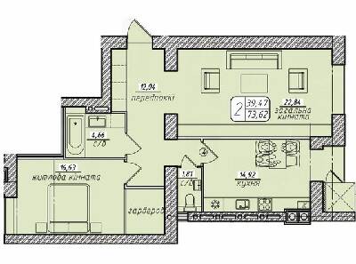 2-комнатная 73.62 м² в ЖК Западный от 16 500 грн/м², Винница
