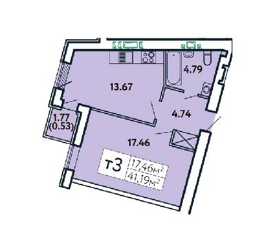1-комнатная 41.19 м² в ЖК Comfort City от 26 000 грн/м², Запорожье