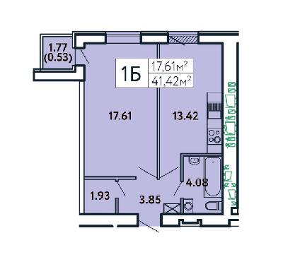 1-комнатная 41.42 м² в ЖК Comfort City от 26 000 грн/м², Запорожье