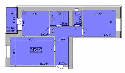 2-комнатная 57.65 м² в ЖК Зоря от 15 700 грн/м², Винница