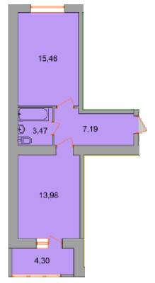 1-комнатная 44.4 м² в ЖК на ул. Академика Янгеля от 19 400 грн/м², Винница