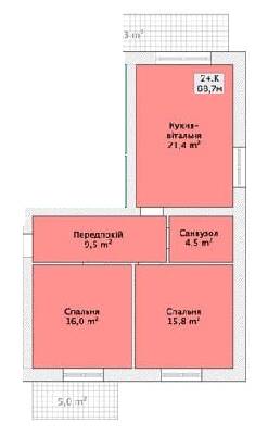 2-комнатная 68.7 м² в ЖК на ул. Малиновского, 20 от застройщика, Винница